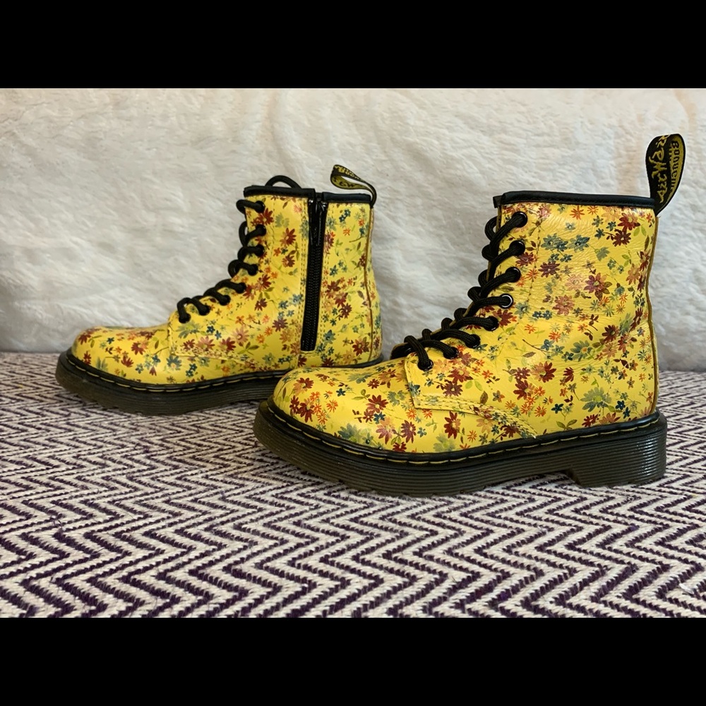 Yellow floral Dr Marten boots